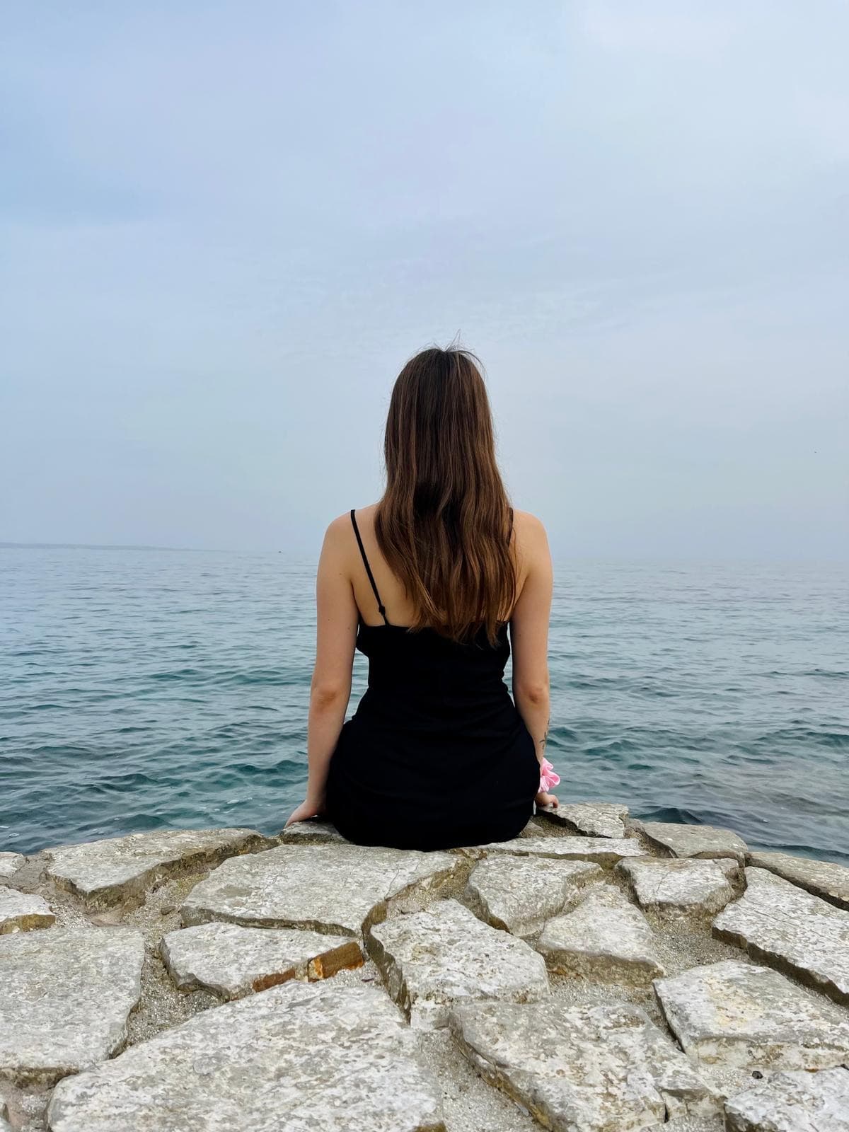 Seaside travel moment by the water